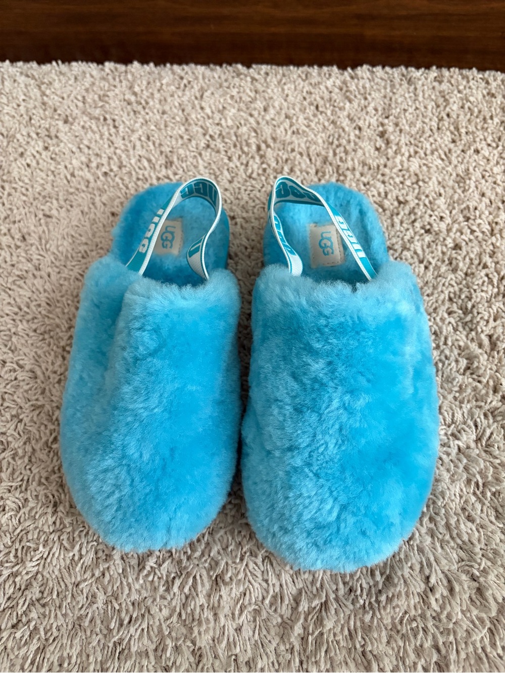 UGG Aqua Blue Plush Shearling Slip-On Clogs